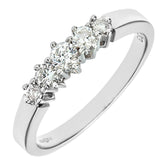 0.33ct Round Diamond Prong Set 5-Stone Eternity Ring in UK Hallmarked 9ct White Gold